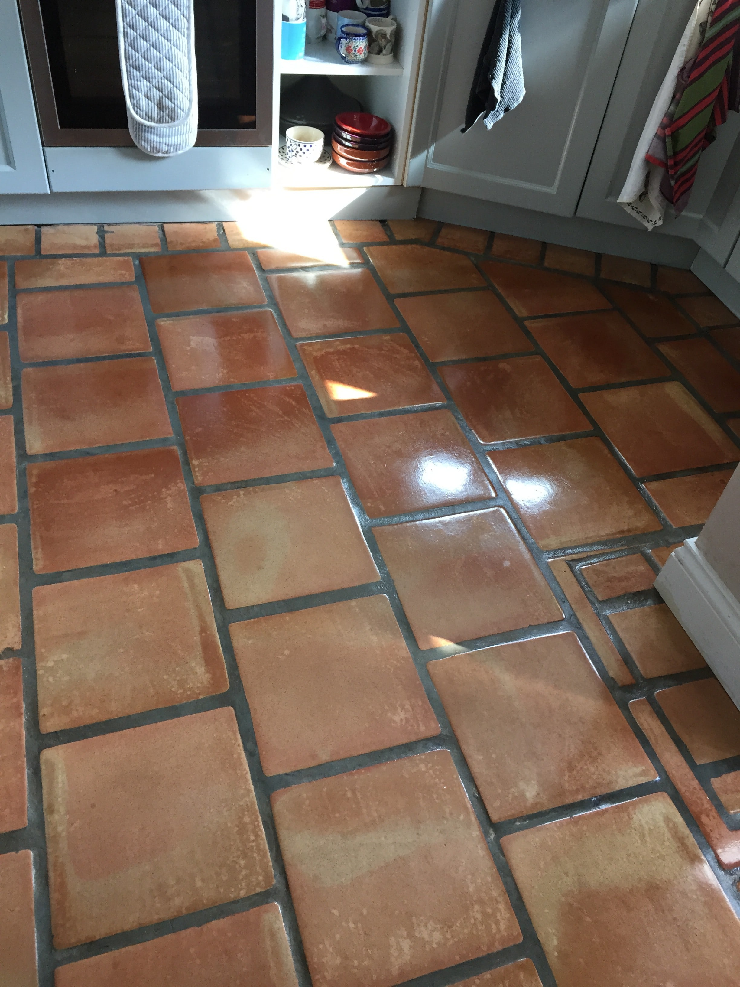 Terracotta Tiles Damaged by Bleach after cleaning and sealing Crewkerne