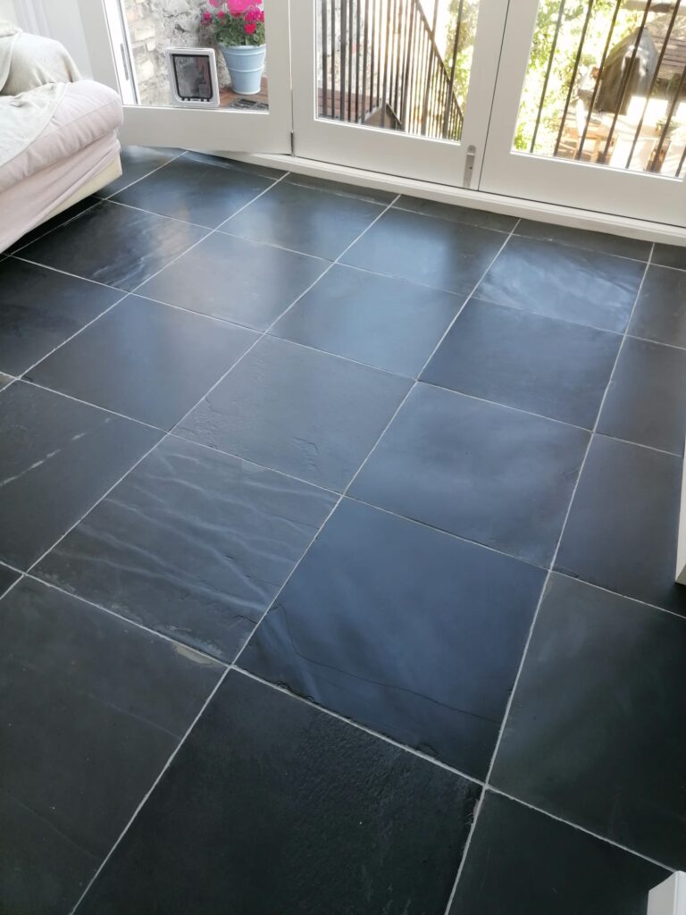 Black Slate Tiled Conservatory Floor After Renovation Clifton Bristol