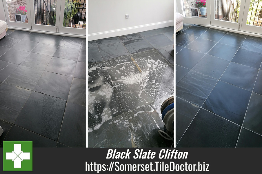 Black Slate Tiled Conservatory Floor Renovation Clifton Bristol
