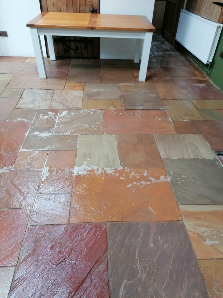 Sandstone Floor During Cleaning Dunster