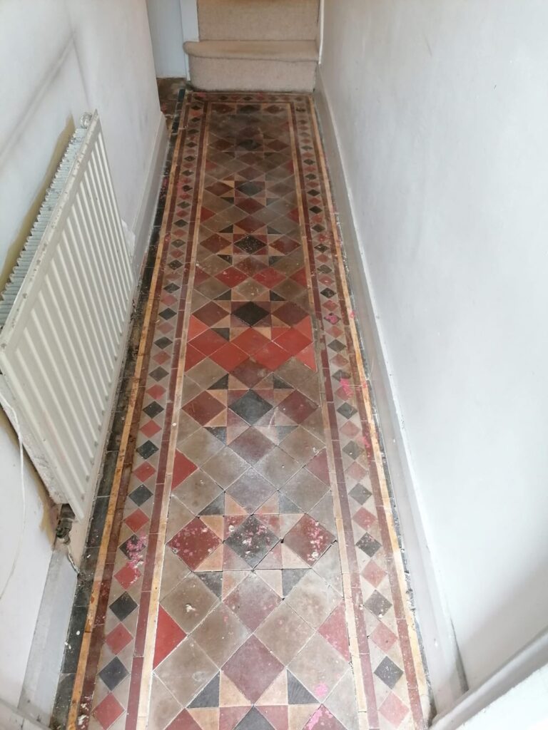 Victorian Tiled Hallway Floor Before Restoration Taunton